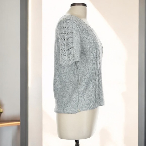 Urban OutFitters Sparkle & Fade Metallic Knit Short Sleeve Sweater | SIZE L - Picture 3 of 6